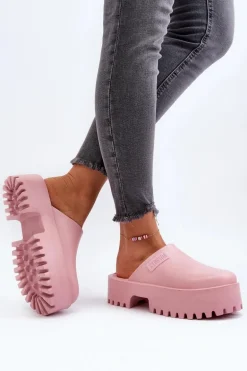 Damskie Klapki Na Masywnej Podeszwie Big Star NN274020 Różowe