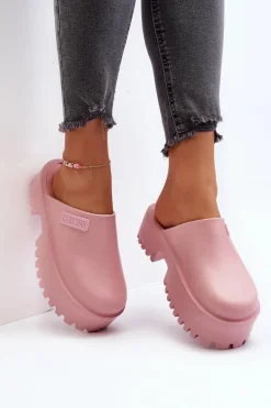 Damskie Klapki Na Masywnej Podeszwie Big Star NN274020 Różowe