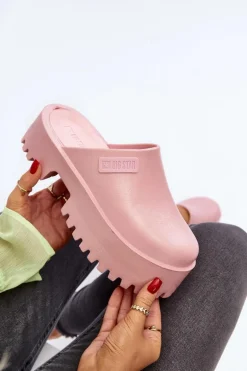 Damskie Klapki Na Masywnej Podeszwie Big Star NN274020 Różowe