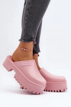 Damskie Klapki Na Masywnej Podeszwie Big Star NN274020 Różowe