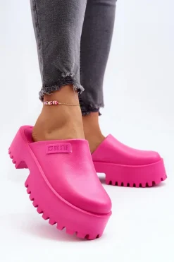 Damskie Klapki Na Masywnej Podeszwie Big Star NN274019 Fuksja