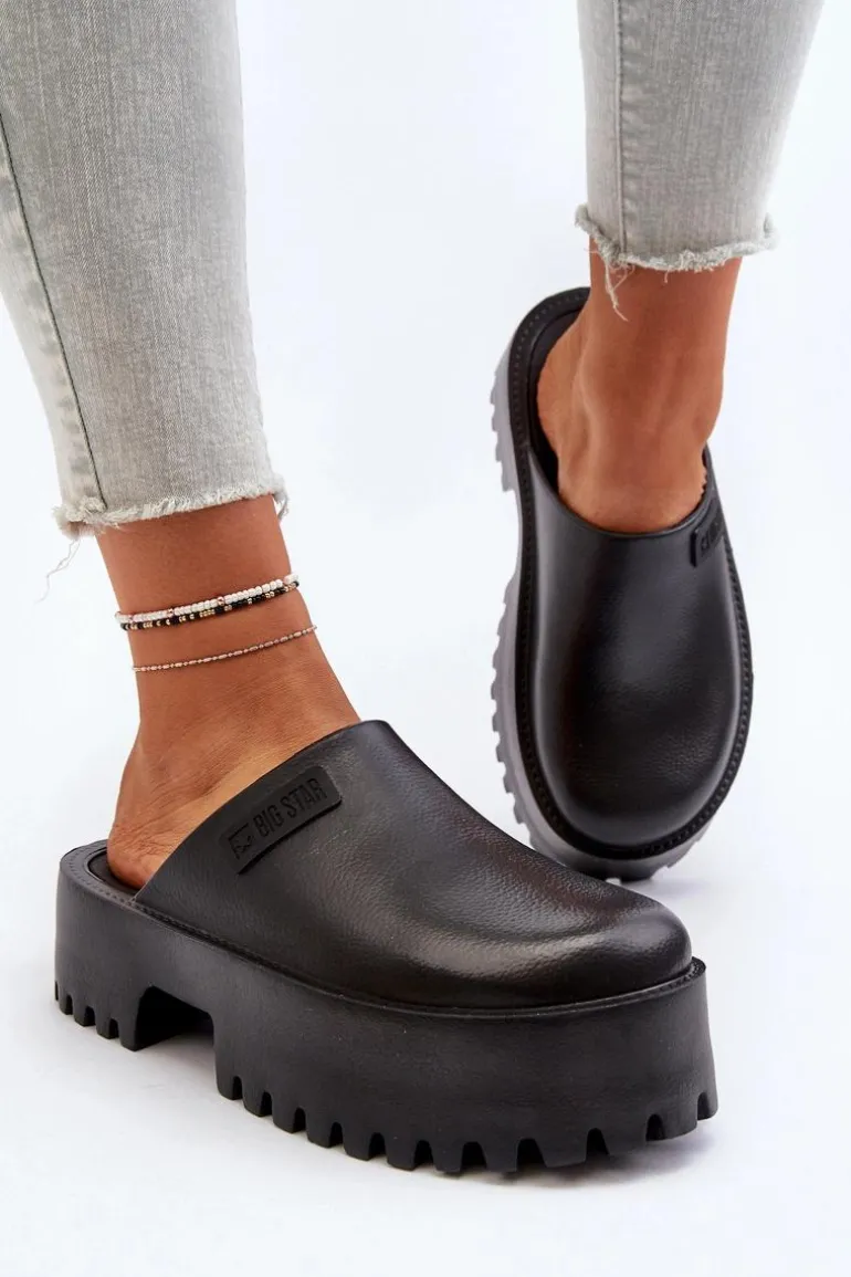 Damskie Klapki Na Masywnej Podeszwie Big Star NN274014 Czarne