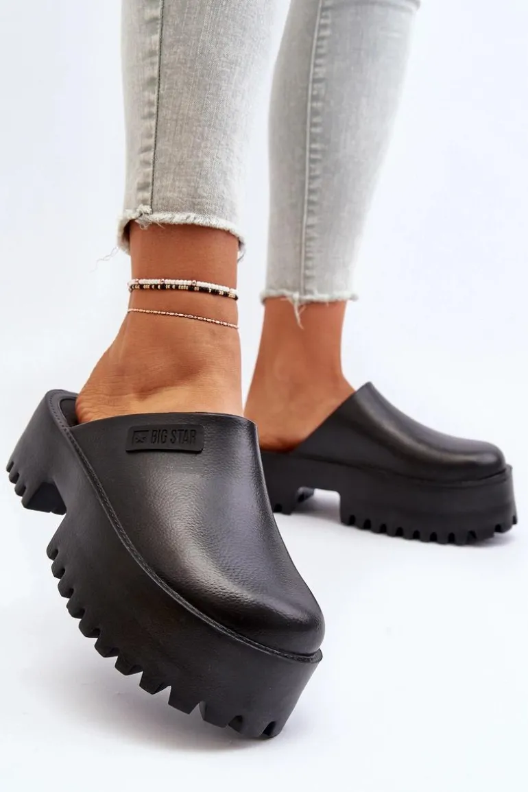 Damskie Klapki Na Masywnej Podeszwie Big Star NN274014 Czarne