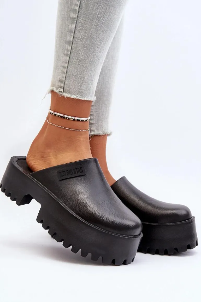 Damskie Klapki Na Masywnej Podeszwie Big Star NN274014 Czarne