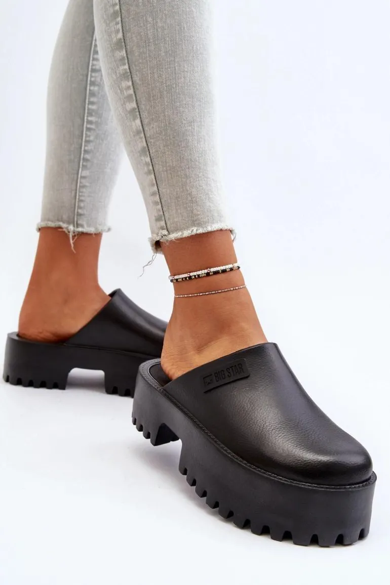 Damskie Klapki Na Masywnej Podeszwie Big Star NN274014 Czarne