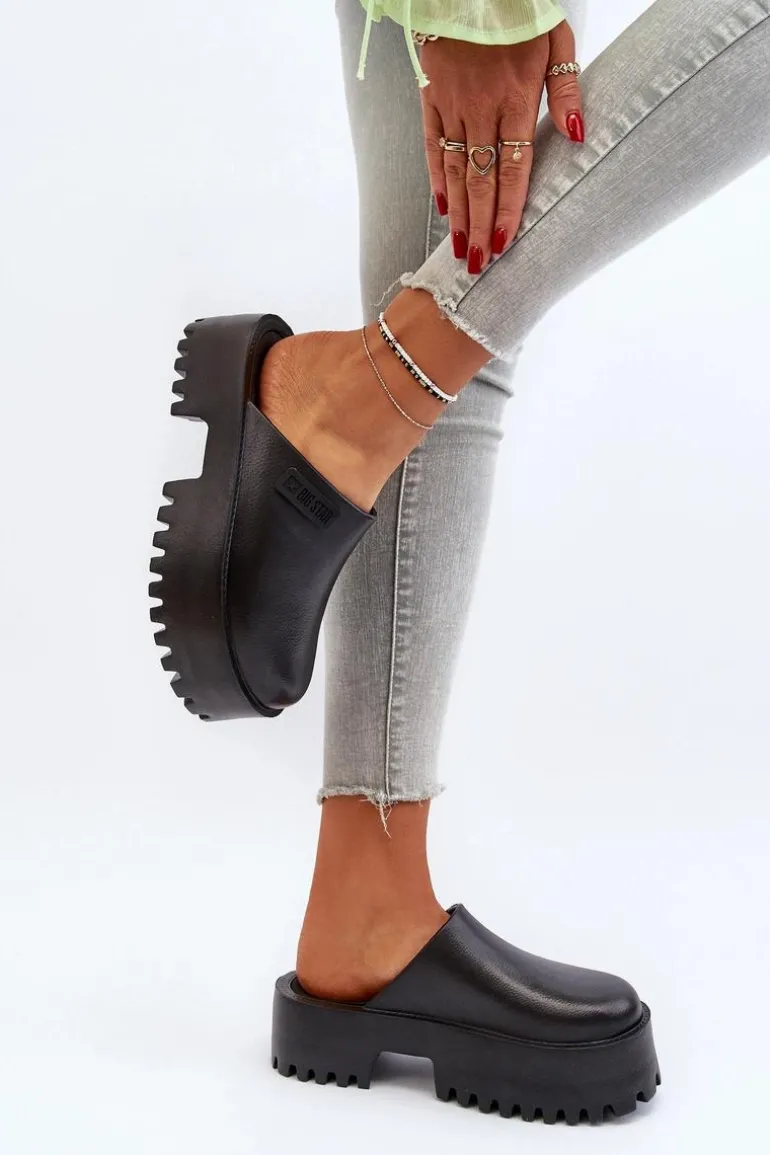 Damskie Klapki Na Masywnej Podeszwie Big Star NN274014 Czarne