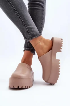 Damskie Klapki Na Masywnej Podeszwie Big Star NN274016 Beżowe