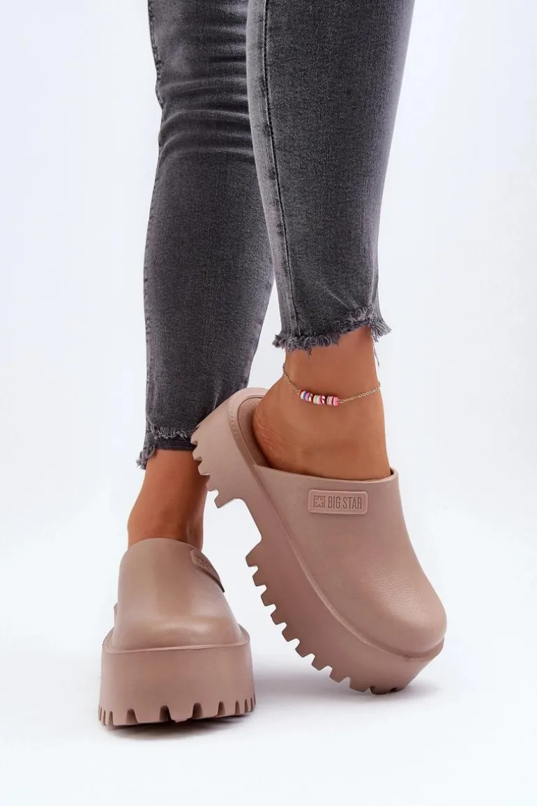 Damskie Klapki Na Masywnej Podeszwie Big Star NN274016 Beżowe