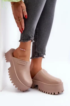 Damskie Klapki Na Masywnej Podeszwie Big Star NN274016 Beżowe