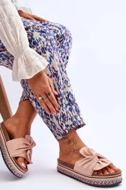 Damskie Klapki Na Masywnej Platformie Jasnoróżowe Terisa