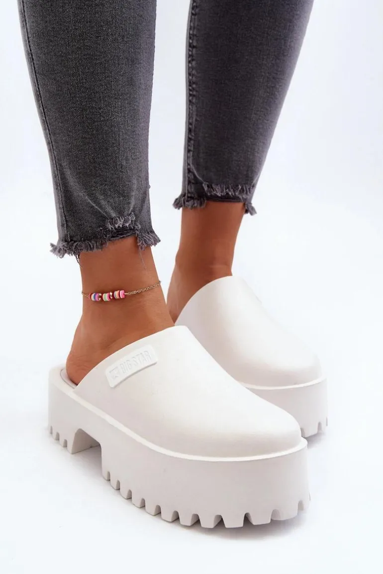 Damskie Klapki Na Masywnej Podeszwie Big Star NN274015 Białe