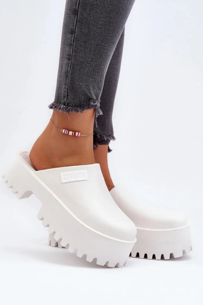 Damskie Klapki Na Masywnej Podeszwie Big Star NN274015 Białe