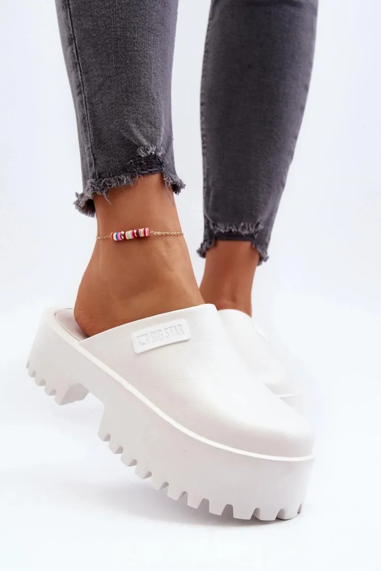 Damskie Klapki Na Masywnej Podeszwie Big Star NN274015 Białe