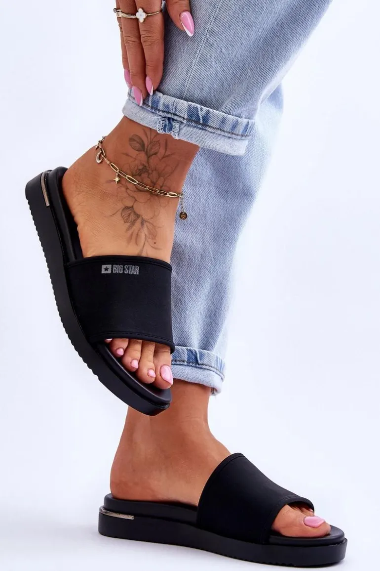 Damskie Klapki Na Platformie Big Star LL274930 Czarne