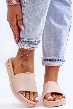 Damskie Klapki Na Platformie Big Star LL274933 Beżowe