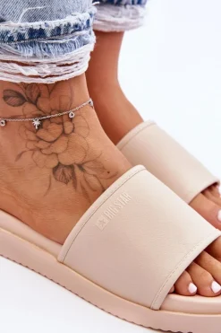 Damskie Klapki Na Platformie Big Star LL274933 Beżowe