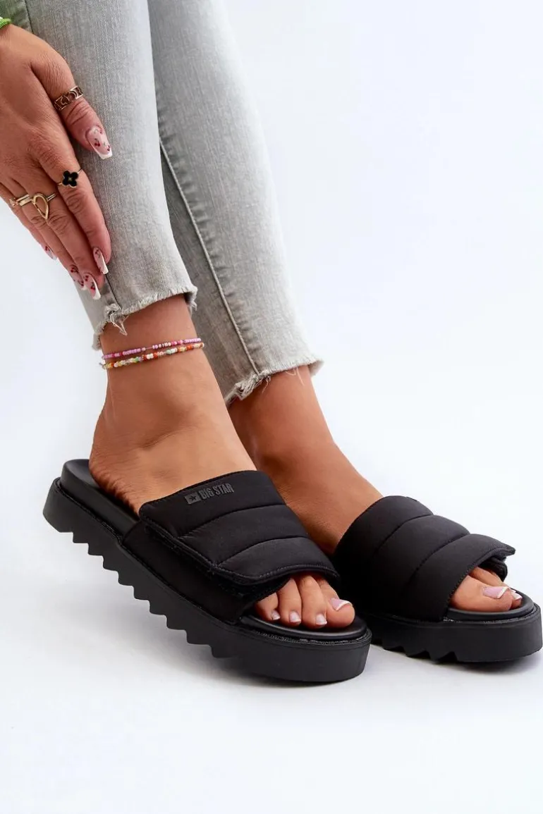 Damskie Klapki Na Platformie Big Star NN274772 Czarne