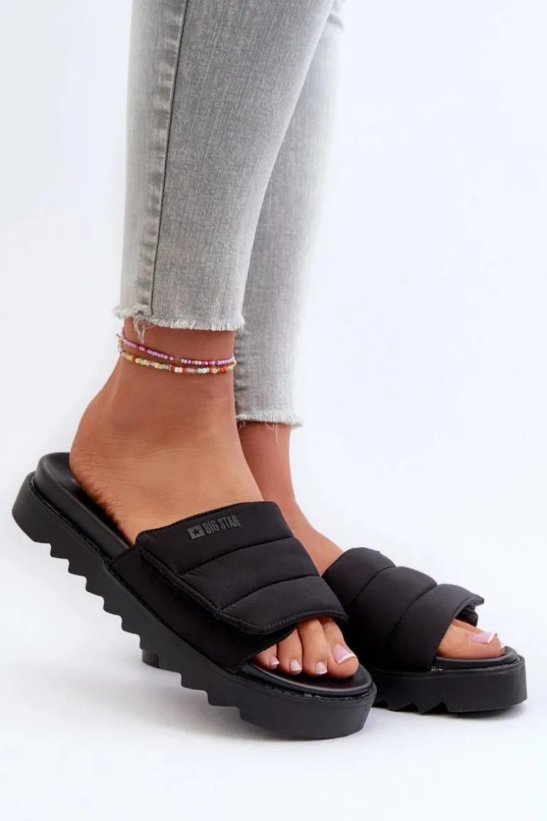 Damskie Klapki Na Platformie Big Star NN274772 Czarne