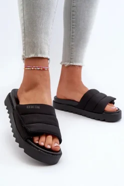 Damskie Klapki Na Platformie Big Star NN274772 Czarne