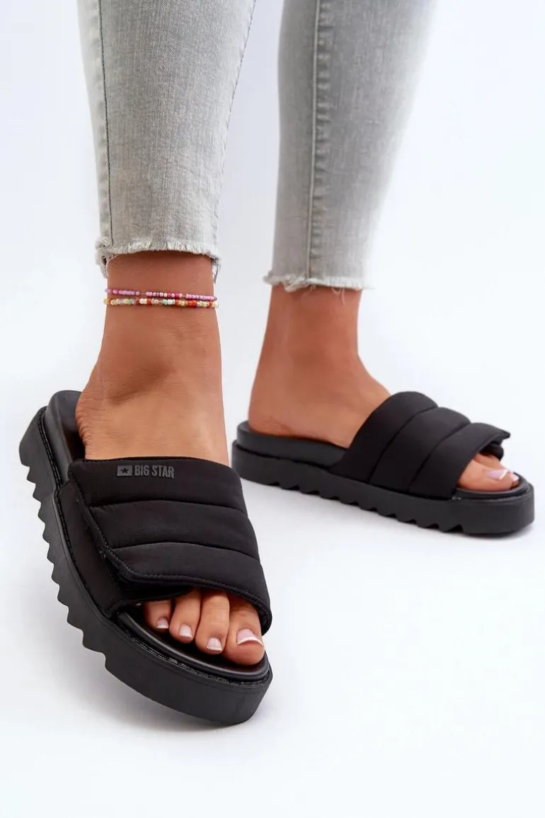 Damskie Klapki Na Platformie Big Star NN274772 Czarne