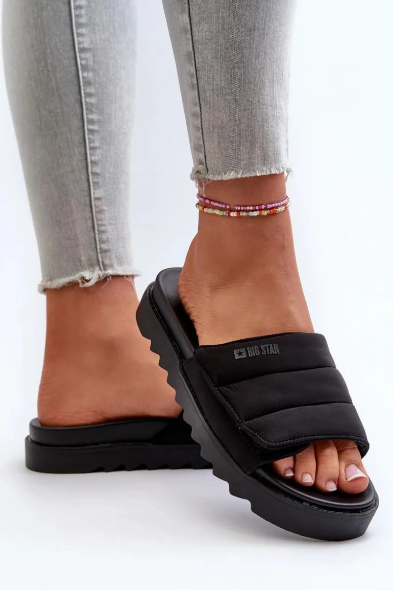 Damskie Klapki Na Platformie Big Star NN274772 Czarne