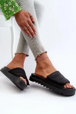 Damskie Klapki Na Platformie Big Star NN274772 Czarne