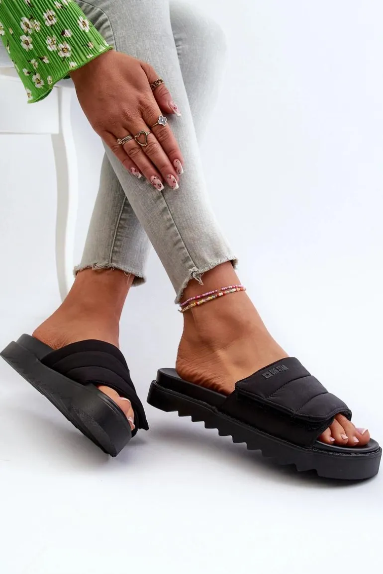 Damskie Klapki Na Platformie Big Star NN274772 Czarne