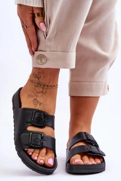 Damskie Klapki Na Platformie Czarne Vertigo