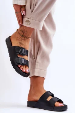 Damskie Klapki Na Platformie Czarne Vertigo