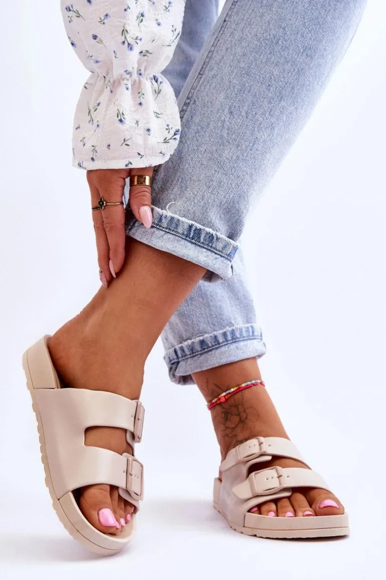 Damskie Klapki Na Platformie Beżowe Vertigo