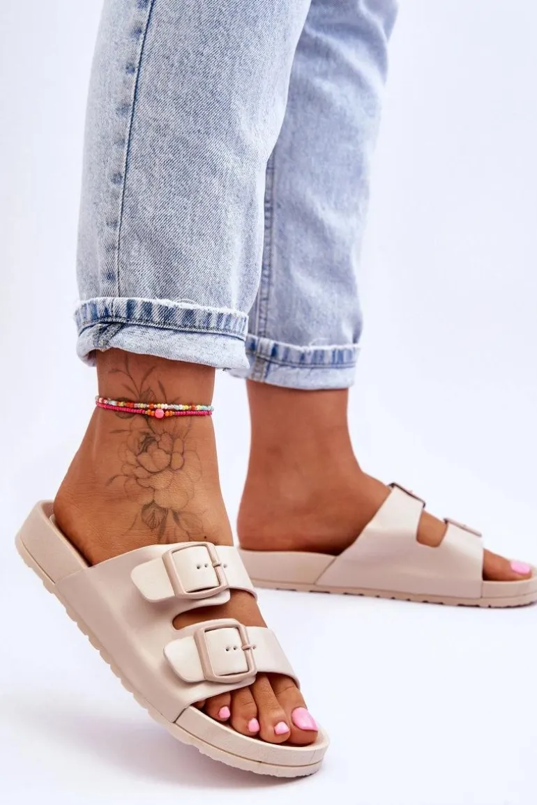 Damskie Klapki Na Platformie Beżowe Vertigo