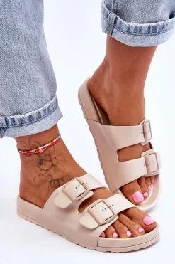 Damskie Klapki Na Platformie Beżowe Vertigo