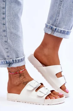Damskie Klapki Na Platformie Białe Vertigo