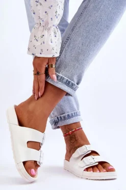 Damskie Klapki Na Platformie Białe Vertigo