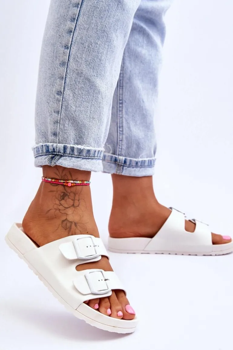 Damskie Klapki Na Platformie Białe Vertigo