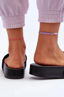 Damskie Klapki Na Platformie Zamszowe Big Star NN274A670 Czarne