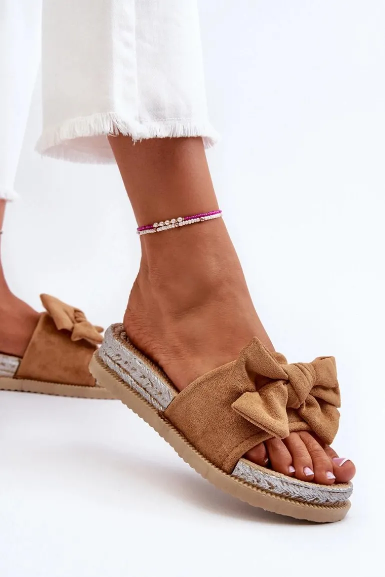 Damskie Klapki Na Platformie Z Kokardą Camel Aflia