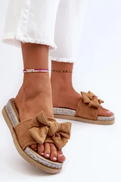 Damskie Klapki Na Platformie Z Kokardą Camel Aflia