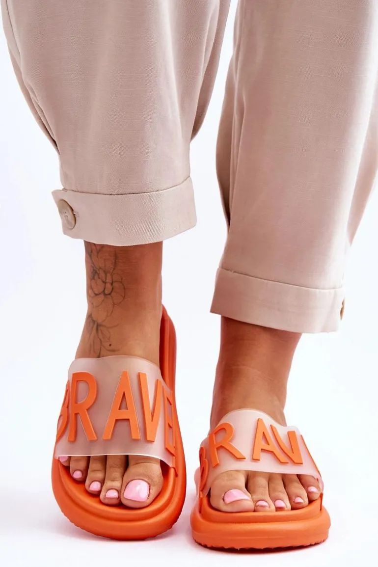 Damskie Klapki Na Platformie Pomarańczowe Brave