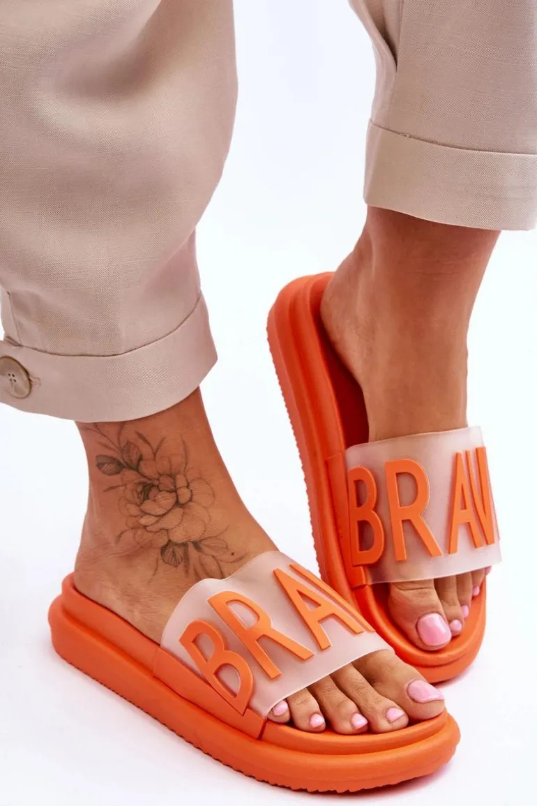 Damskie Klapki Na Platformie Pomarańczowe Brave
