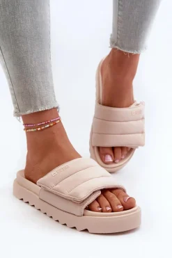 Damskie Klapki Na Platformie Big Star NN274773 Beżowe