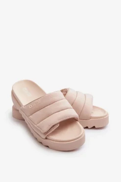 Damskie Klapki Na Platformie Big Star NN274773 Beżowe