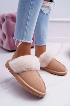 Damskie Klapki Papcie Beżowe Mirendy