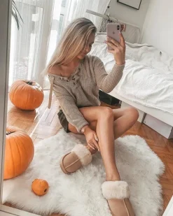 Damskie Klapki Papcie Beżowe Mirendy