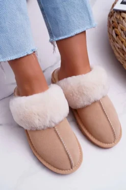 Damskie Klapki Papcie Beżowe Mirendy