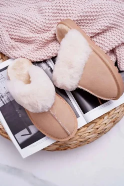 Damskie Klapki Papcie Beżowe Mirendy