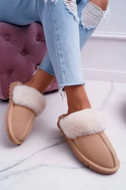 Damskie Klapki Papcie Beżowe Mirendy