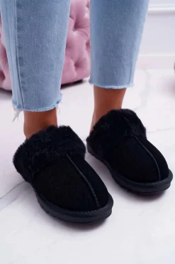 Damskie Klapki Papcie Czarne Mirendy