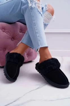 Damskie Klapki Papcie Czarne Mirendy