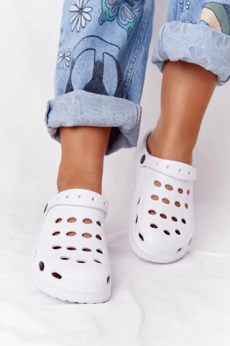 Damskie Klapki Sandały Na Basen Białe Piankowe EVA